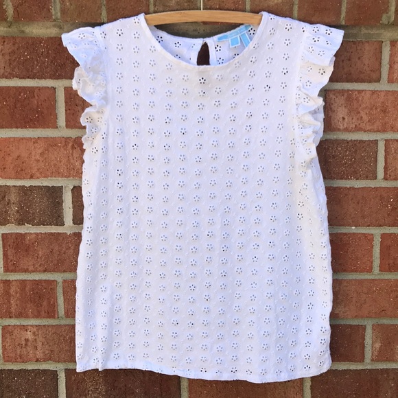 Draper James Tops - Draper James Ruffle Sleeve Eyelet Top sz S